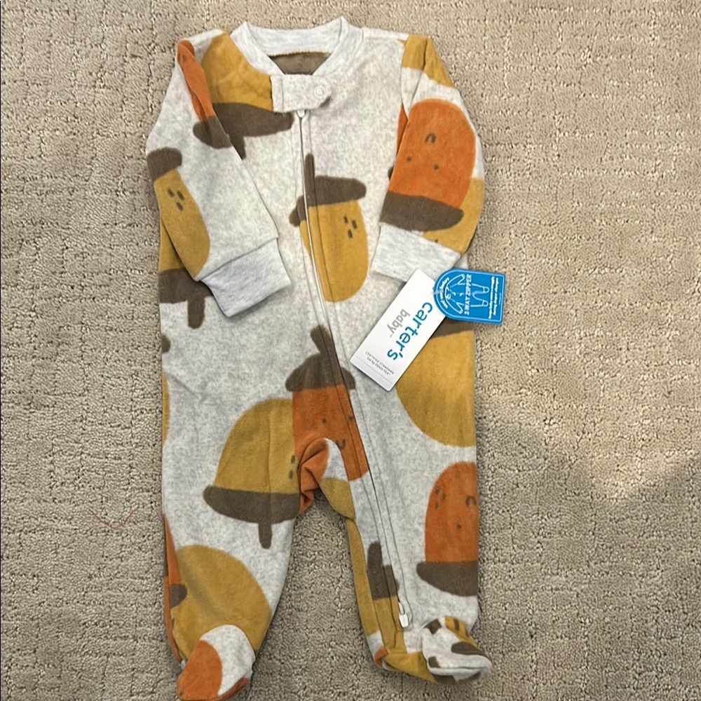NWT, Carter’s Baby One Piece - Gray and Brown acorn for fall